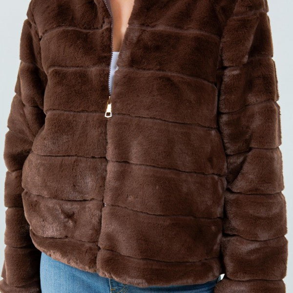 Tiered Faux Fur Jacket