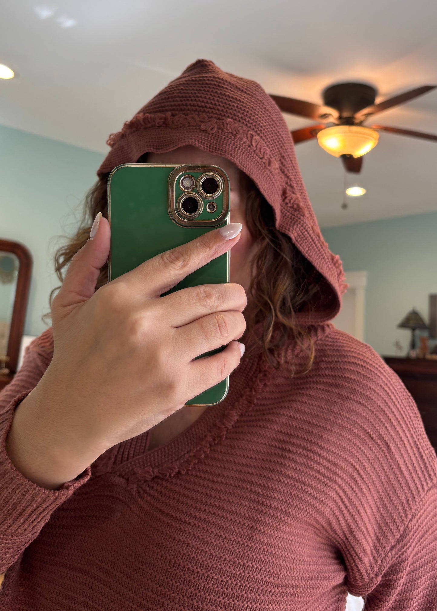 Mauve Fringe Sweater Hoodie