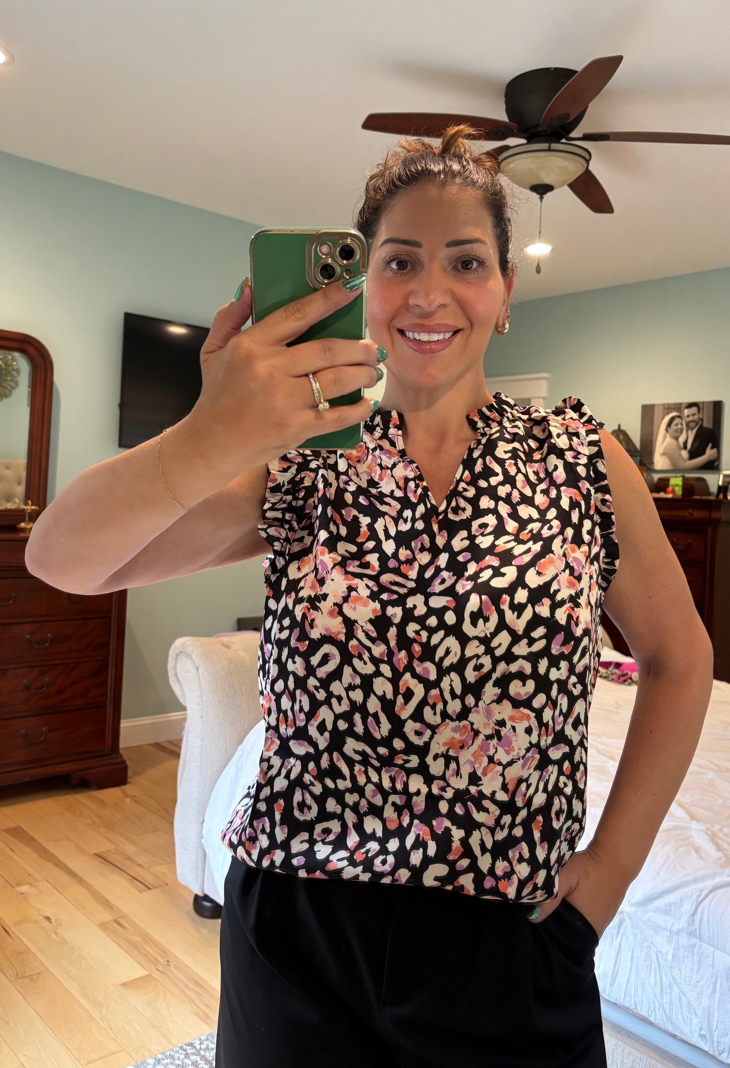 Leopard Ruffle Top