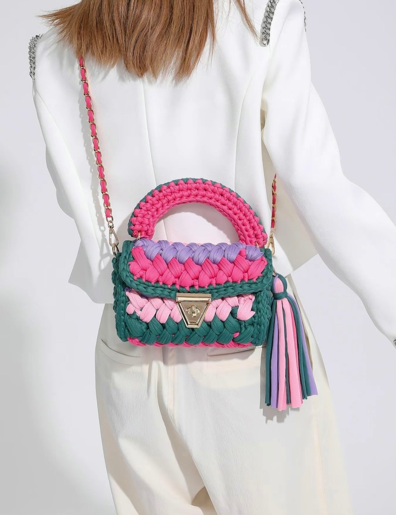 Woven Colorblock Bag