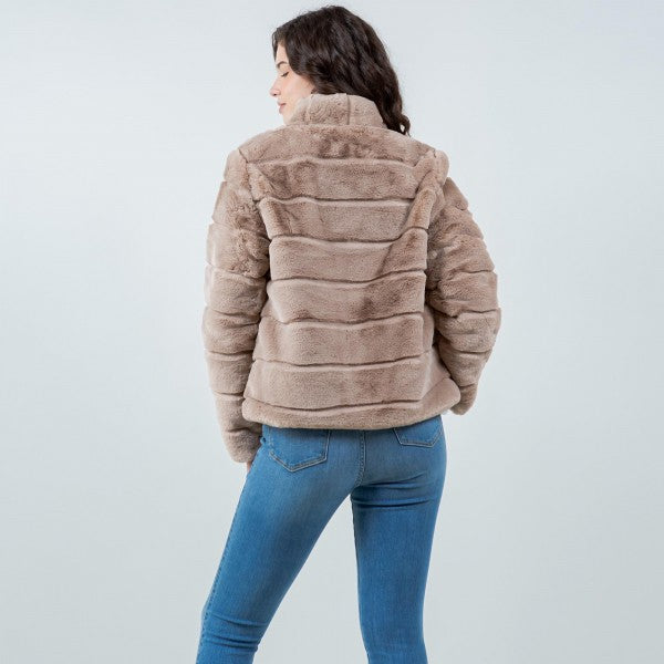 Tiered Faux Fur Jacket