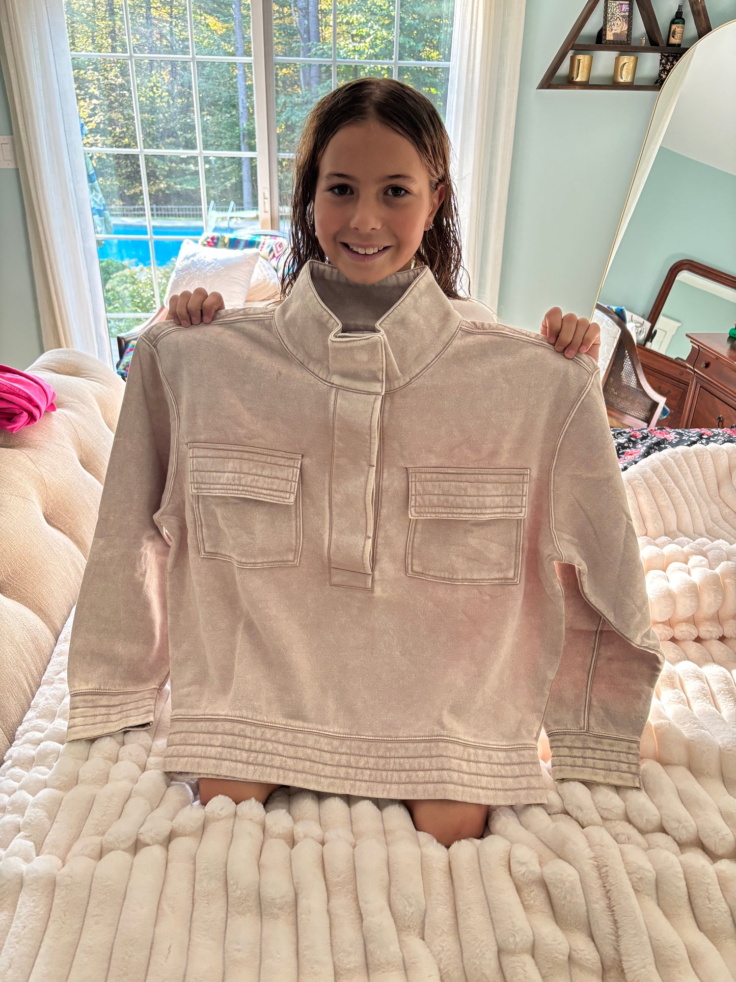 Oatmeal Snaps Acid Wash Sweatshirt