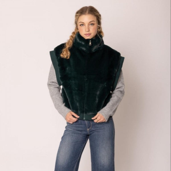 High Collar Faux Fur Vest