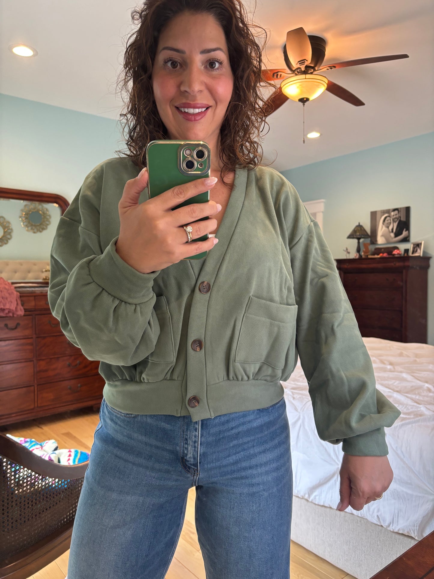 Jade Lined Button Cardigan