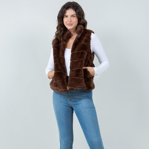 Tiered Faux Fur Vest