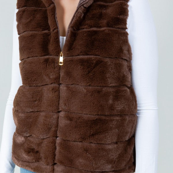 Tiered Faux Fur Vest