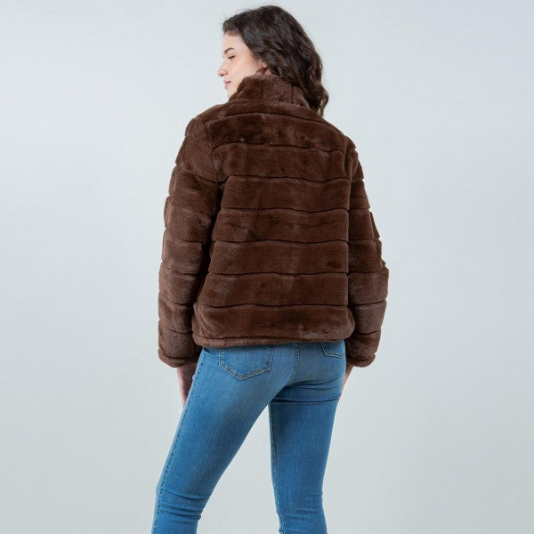 Tiered Faux Fur Jacket