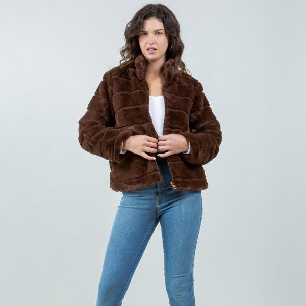 Tiered Faux Fur Jacket