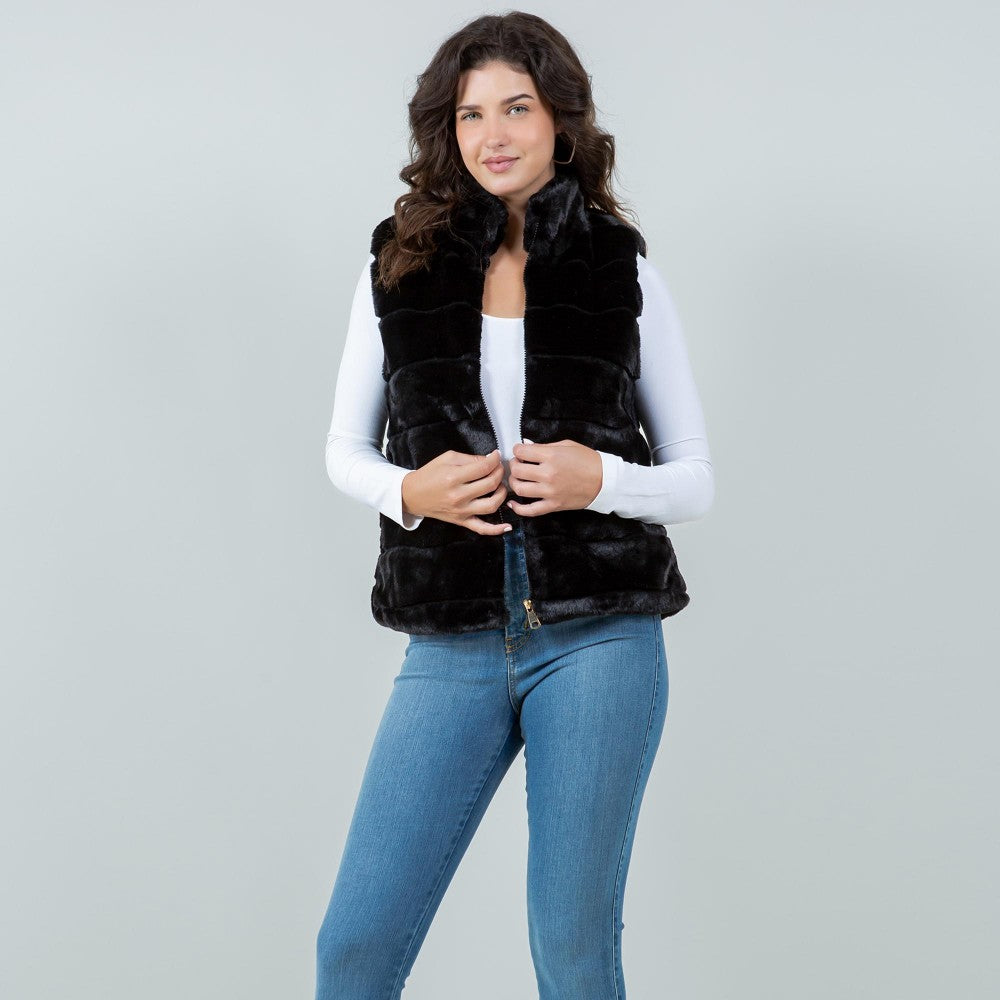 Tiered Faux Fur Vest