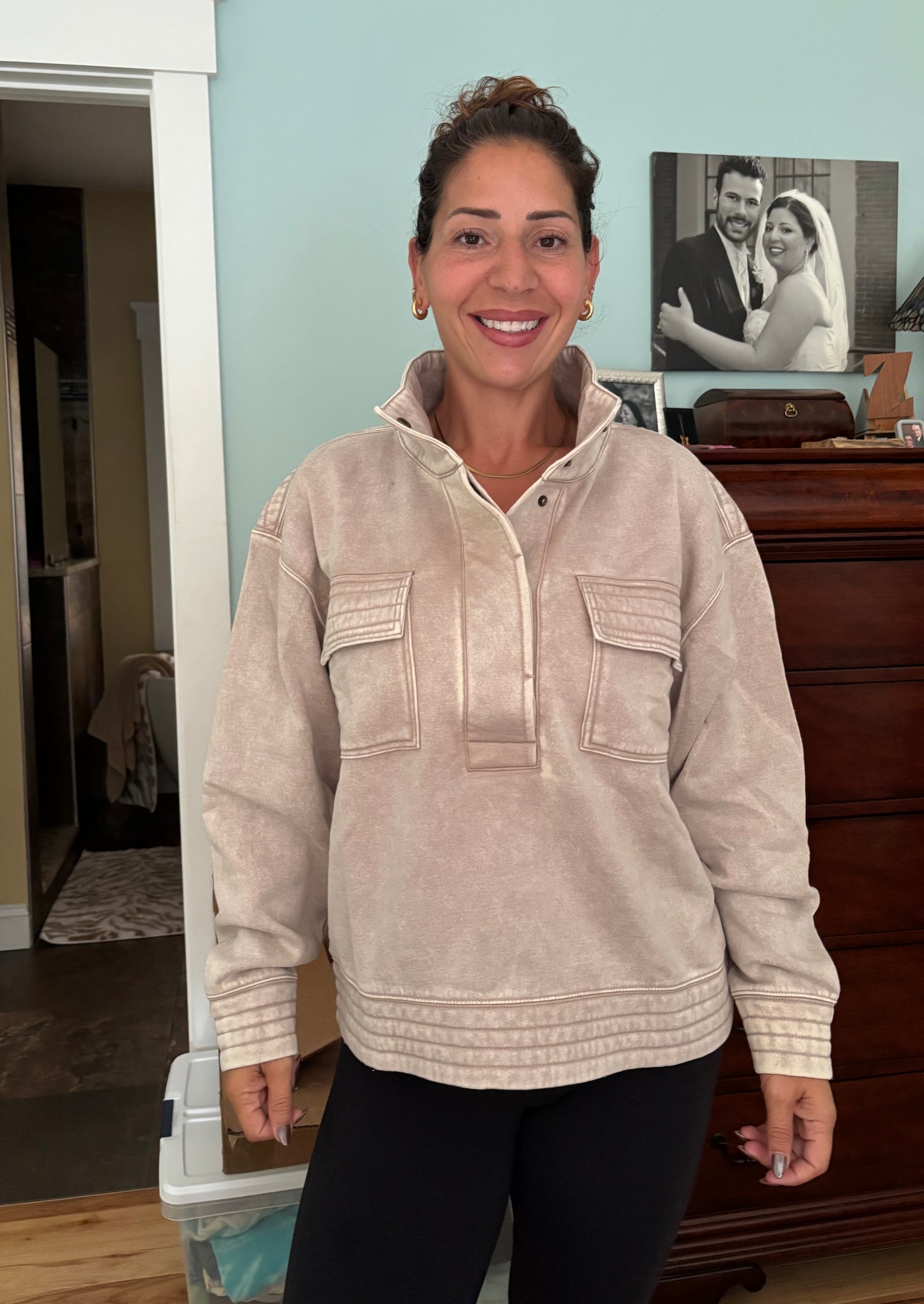 Oatmeal Snaps Acid Wash Sweatshirt