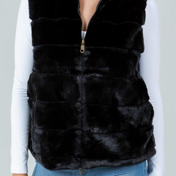 Tiered Faux Fur Vest