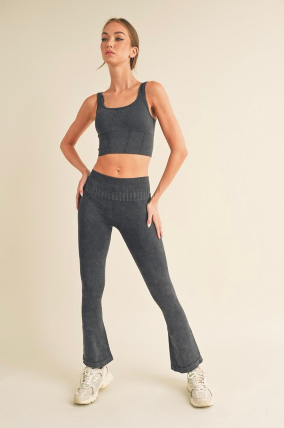 Stone Wash Longline Sports Bra
