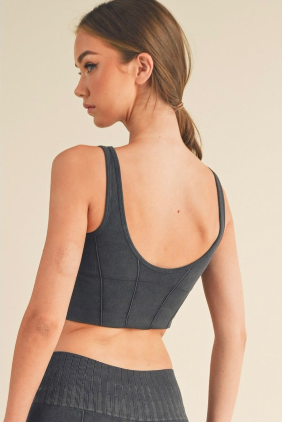 Stone Wash Longline Sports Bra