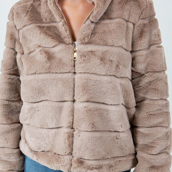 Tiered Faux Fur Jacket