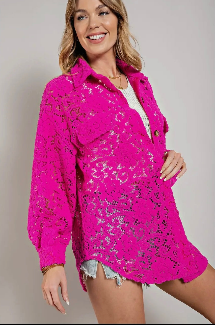 Lace Button Down Shacket