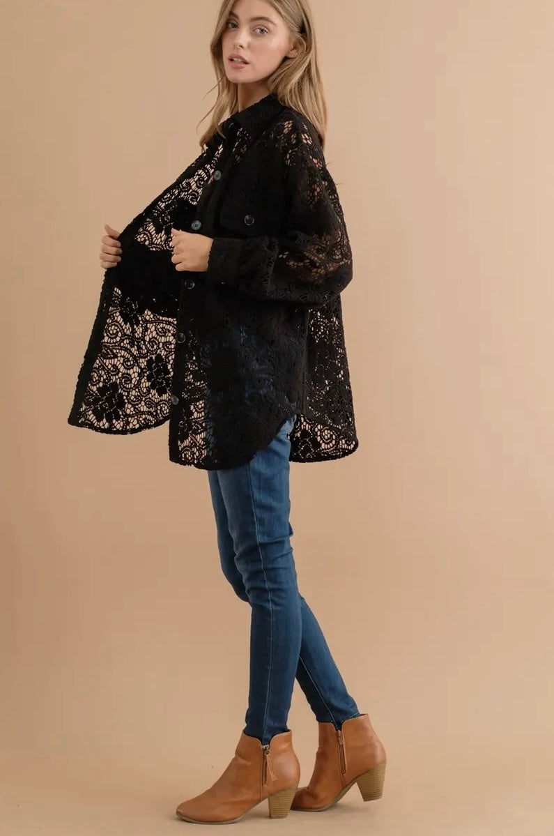 Lace Button Down Shacket