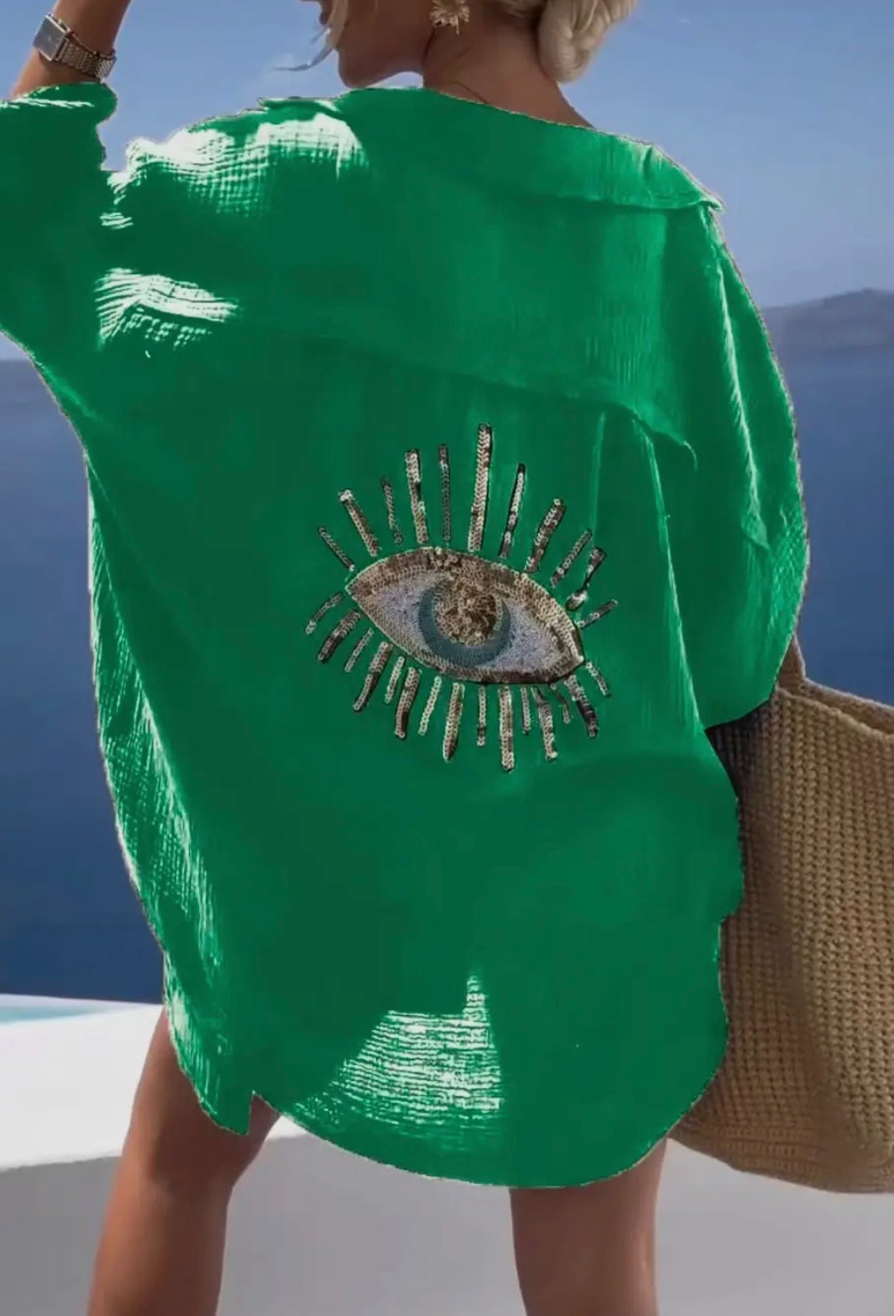 Evil Eye Gauzy Button Down