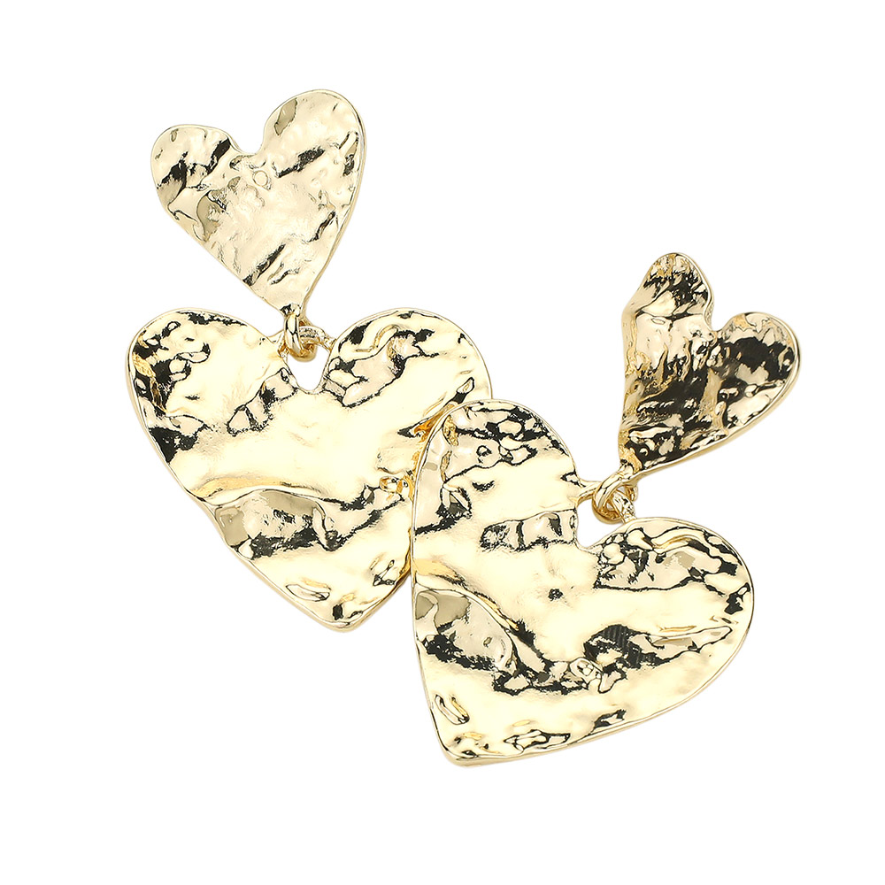 Hammered Metal Heart Earrings