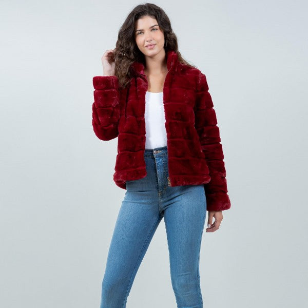 Tiered Faux Fur Jacket