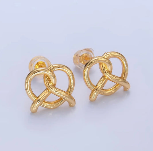 24K Gold Filled Pretzel Stud Earrings