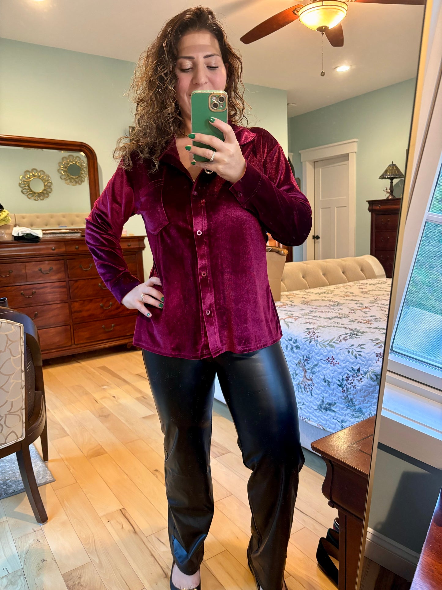 Retro Velvet Button Down