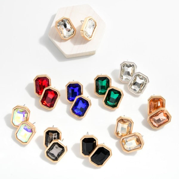 Chunky Rhinestone Bezel Studs