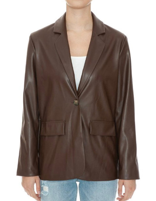 Faux Leather Oversized Blazer