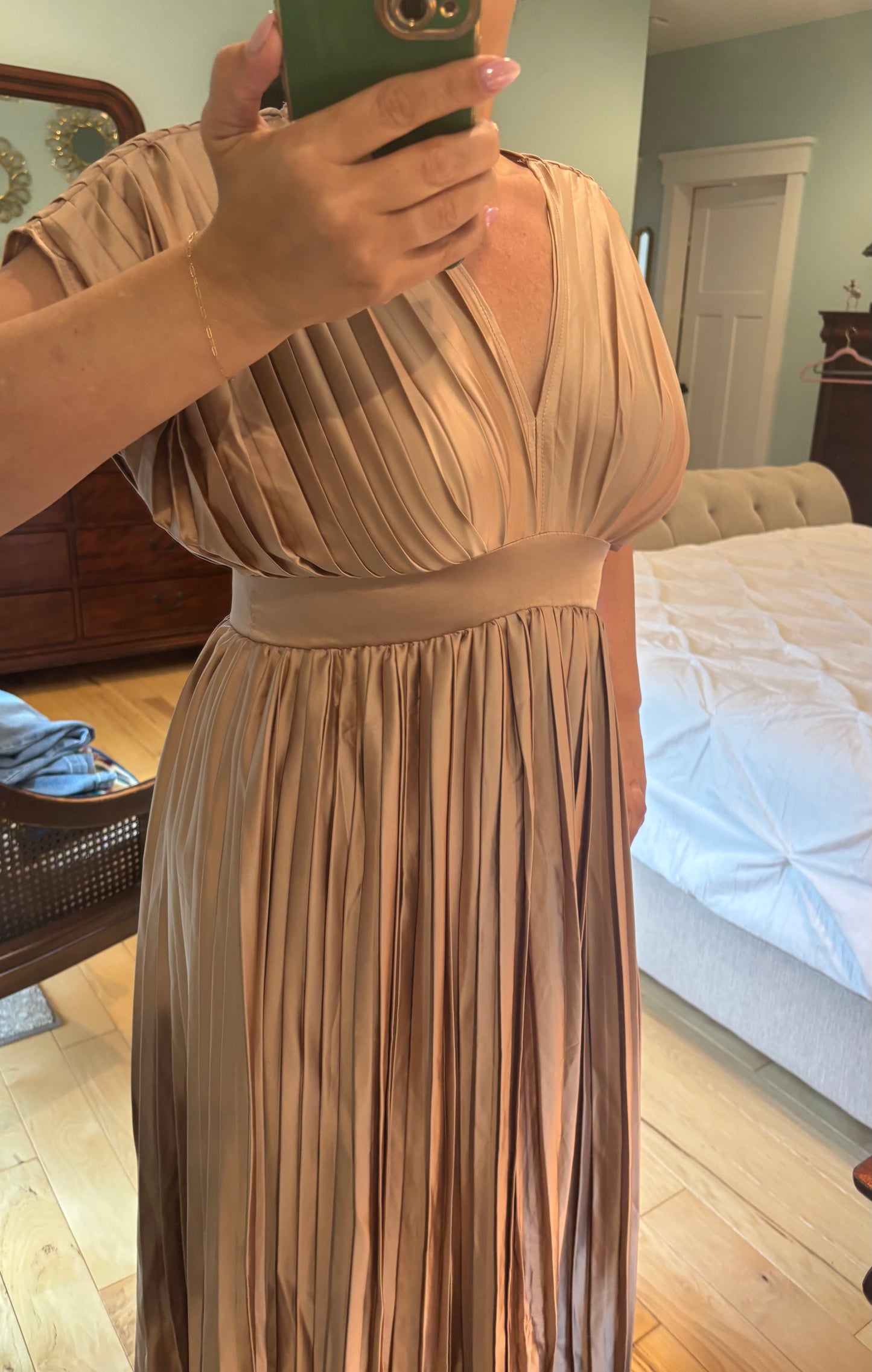 Satin Pleated Evening Dress