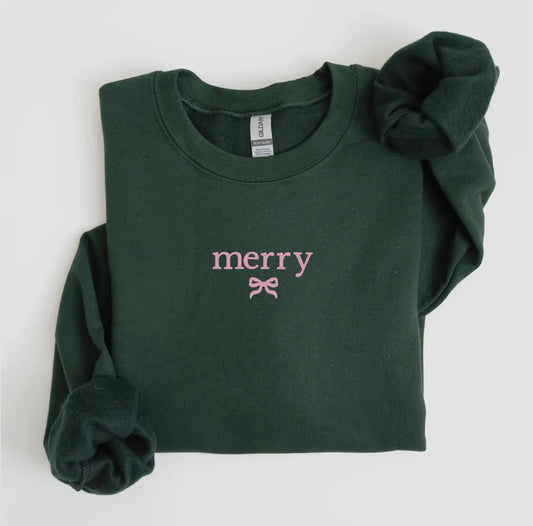 Merry Embroidered Crewneck Sweatshirt