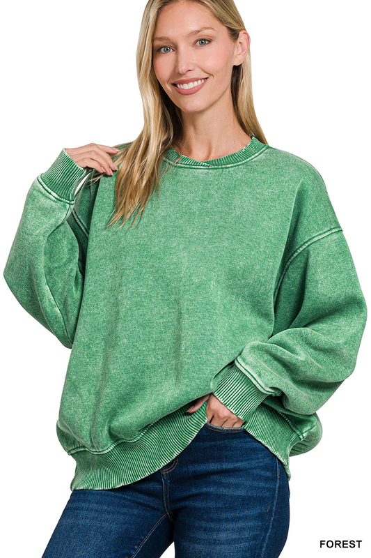 Acid Wash Crew Sweatshirt
