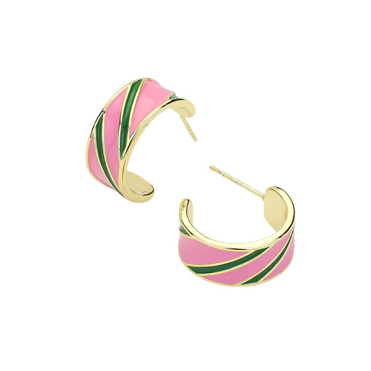 Pink & Green Enamel Hoops