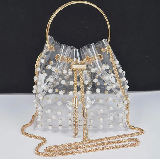 Pearl Adorned Bucket Bag