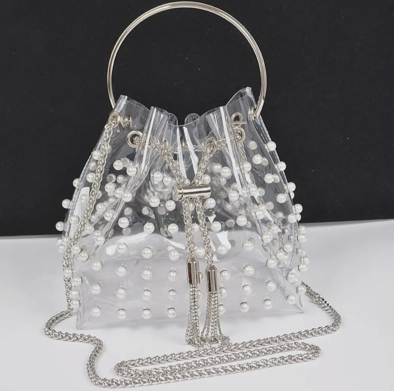 Pearl Adorned Bucket Bag