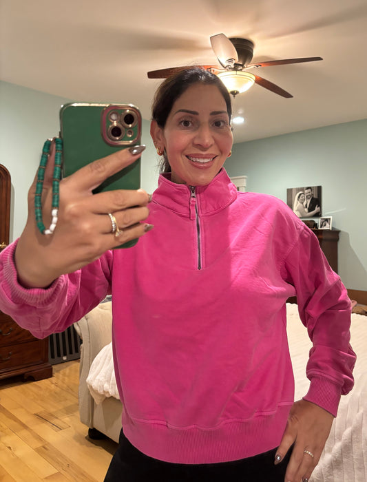 Hot Pink Acid Wash ZipUp
