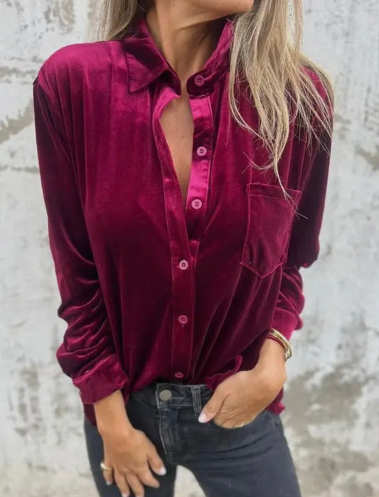 Retro Velvet Button Down