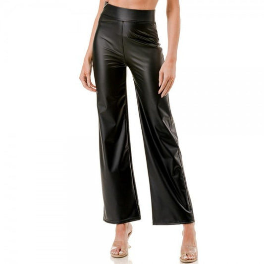 Faux Leather Wide Leg Pants