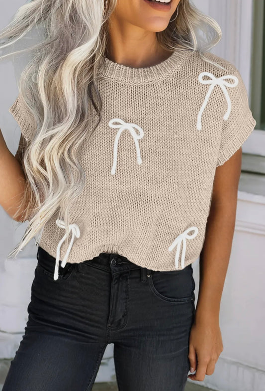Bow Cap Sleeve Sweater
