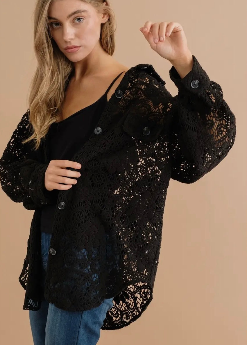 Lace Button Down Shacket