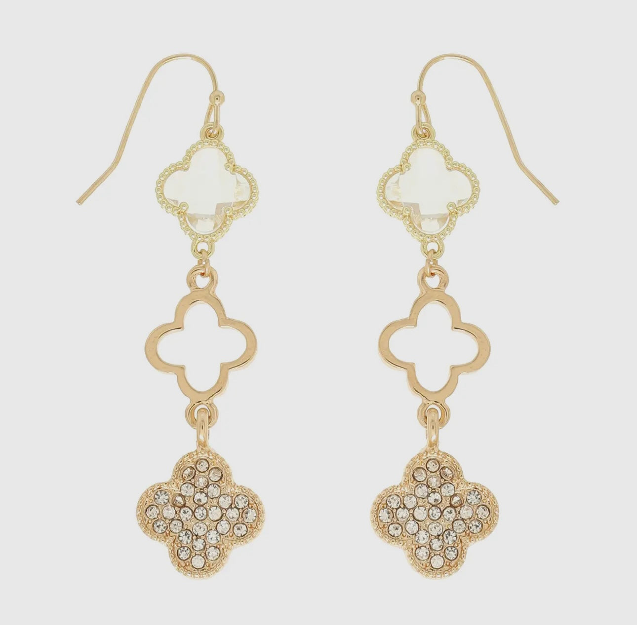 Quatrefoil Gold Drop Earrings