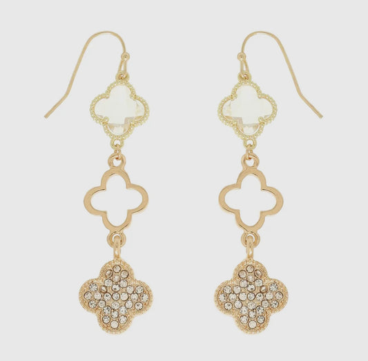 Quatrefoil Gold Drop Earrings