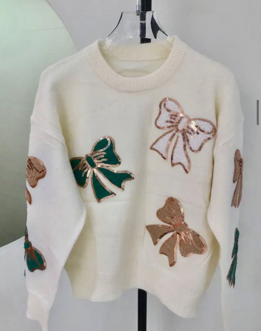 Sequins Bow Sweater