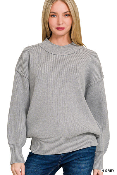 Wide Band Drop Shoulder Sweater