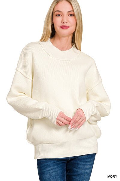 Wide Band Drop Shoulder Sweater